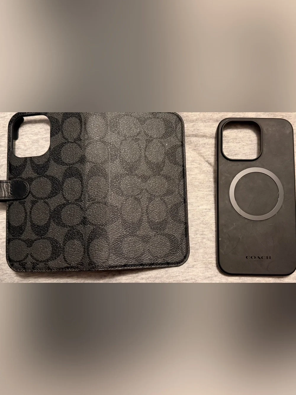 Coach Black Signature Canvas iPhone 15 Pro Max folio